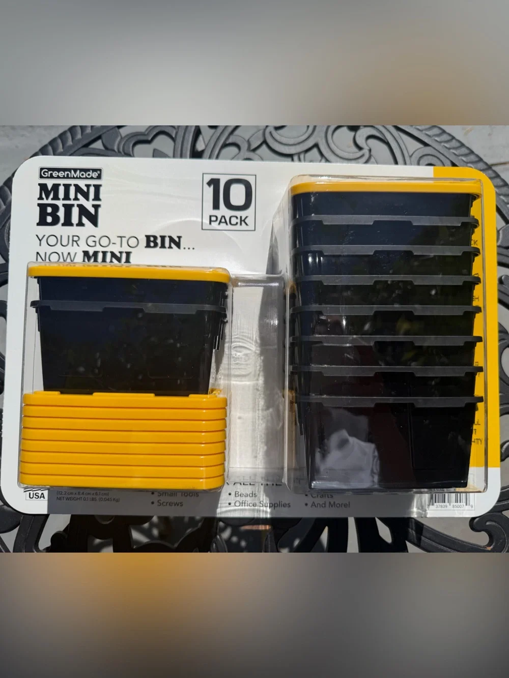 GreenMade Mini Bin 10-Pack - Black with Yellow Lids